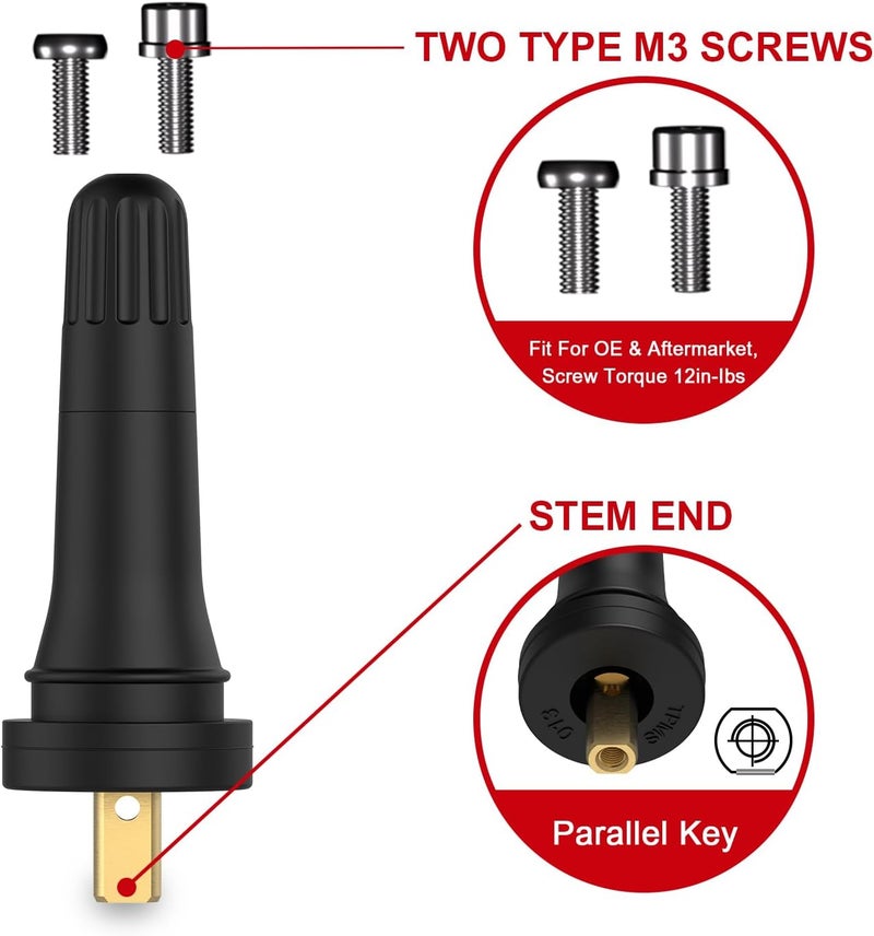 SUN SOUL TPMS 20008 Replacement Tire Pressure Sensor Rubber Valve Stems for 0.453 inch 11.5mm Rim Holes on Standard Vehicle Tires, Pack of 5 Sets TPMS Valve Stems - Image 3